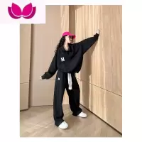 七斓大码卫衣套装女薄款宽松胖mm-300斤休闲运动裤上衣套潮