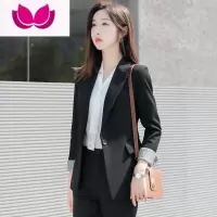 七斓黑色小西装外套女2023新款高级感小个子休闲西服职业正装套装