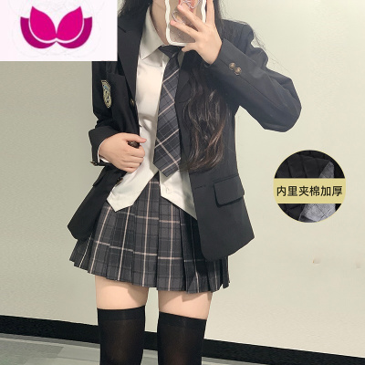 七斓制服西装套装女春季款正版学院风格裙校供感西服外套三件套