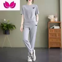 七斓运动服套装女夏2023新款大码宽松时尚短袖休闲跑步洋气套