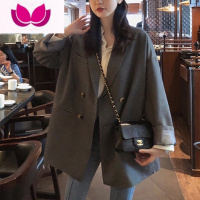 七斓灰色小西装外套女2023年新款韩版黑色西服套装上衣设计感小众