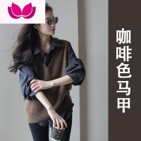 七斓早春季2023新款茶系穿搭一整套微胖盐系高级感衬衣马甲套装女