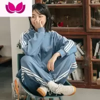 七斓学生跑步运动套装女2023春季宽松体育班服大码休闲套外套薄款