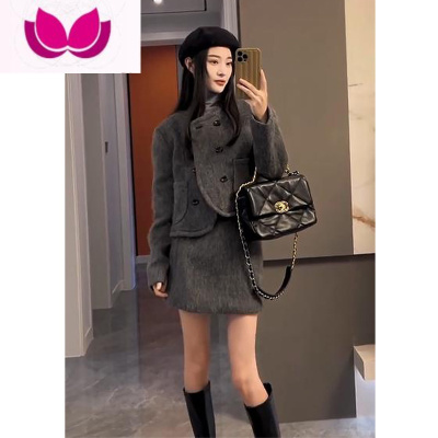 七斓春季女装茶系奶系穿搭一整套小个子高级感连衣裙子小香风套装早春