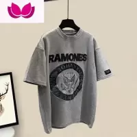 七斓夏季休闲短袖牛仔阔腿裤子盐系穿搭俏皮活泼运动套装女时尚套