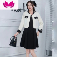 七斓小香风短外套连衣裙女2023新款小个子洋气质高级感裙套装