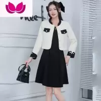 七斓小香风短外套连衣裙女2023新款小个子洋气质高级感裙套装