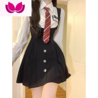 七斓学院风假套装纯欲甜辣妹背带连衣裙子女小个子穿搭一整套春季