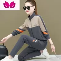 七斓运动休闲套装女2023新款时尚立领卫衣韩版显瘦跑步服套潮