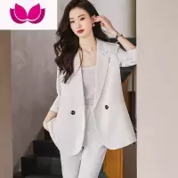 七斓白色西装外套女夏季薄款气质女范职业套装小个子七分袖休闲西服
