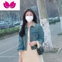 七斓春季小个子茶系穿搭蓝色牛仔外套白色连衣裙高级感轻熟套装女