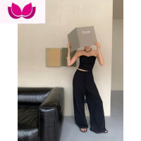 七斓周淼ZHOU 100棉时尚修身无袖上衣女抹胸宽松阔腿裤春季套装女