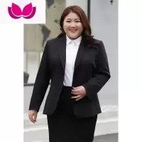 七斓大码职业装大学生胖mm面试正装西服工作服黑色西装外套女套装