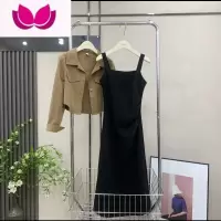 七斓短款衬衫外套百搭吊带连衣裙套装2023春季新款中长款休闲套女