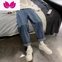 七斓牛仔裤男士潮牌ins宽松直筒韩版潮流九分阔腿学生休闲长裤子