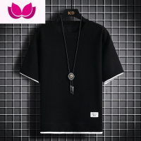 七斓华夫格短袖T恤男夏季宽松大码运动短裤套装工作服圆领透气潮