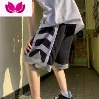七斓美式篮球短裤男夏季薄款休闲沙滩裤宽松潮流潮牌运动条纹五分裤子