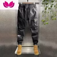 七斓春季美式复古工装裤子男士休闲男裤2022新款宽松大码束脚裤男