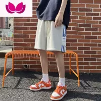 七斓休闲短裤男夏季潮牌ins嘻哈条纹五分裤子新款高街宽松直筒运动裤