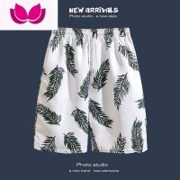 七斓夏季沙滩裤男休闲短裤子宽松大码潮牌情侣五分裤夏威夷印花直筒裤