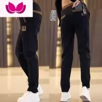 七斓弹力裤子男款宽松休闲上班直筒裤刺绣小标运动卫裤耐磨工作裤