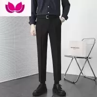 七斓韩版西裤男士薄款坠感免烫锥形西装裤修身九分商务休闲男裤
