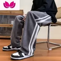 七斓灯芯绒裤子男高街ins潮运动百搭直筒宽松潮牌垂感休闲长裤