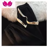 七斓国潮复古华夫格运动卫裤男女夏季高腰ins垂感束脚宽松休闲九分裤