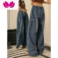 七斓美式高街工装牛仔裤男款街头小众设计复古宽松廓形贴袋长裤