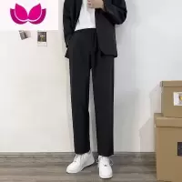 七斓韩版西裤男直筒宽松坠垂感百搭黑色西装裤子阔腿免烫休闲长裤