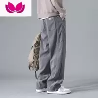 七斓灯芯绒裤子男款春季运动休闲长裤美式潮牌阔腿宽松春季秋款直筒裤