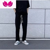 七斓vibe高街裤子男款ins宽松阔腿休闲卫裤拖地长裤垂坠感薄款