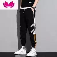 七斓新款休闲裤男士潮牌百搭束脚青少年机能工装运动九分长裤子