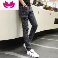 七斓男士牛仔裤新款潮牌修身小脚休闲百搭韩版潮流耐磨工作长裤子