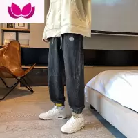 七斓束脚牛仔裤男潮牌宽松哈伦束腿裤嘻哈休闲运动百搭九分裤潮