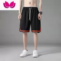 七斓篮球短裤男运动美式五分球裤网眼速干宽松口袋裤夏黑白色健身大码