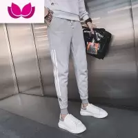 七斓新款潮牌休闲卫裤男潮牌百搭束脚九分裤潮流修身小脚哈伦裤