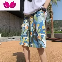 七斓夏威夷花短裤男夏季三亚沙滩裤情侣速干大裤衩潮牌可下水五分裤子