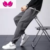 七斓皱华夫格卫裤男士款束脚休闲运动工装锥形九分裤子春季潮牌
