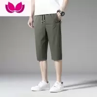 七斓冰丝短裤男士夏季薄款潮牌港风运动篮球外穿五分沙滩黑色大裤衩子