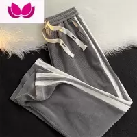 七斓侧边条纹撞色灯芯绒休闲裤男百搭宽松直筒九分运动阔腿裤子