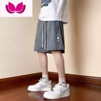七斓灯芯绒休闲短裤男士夏季薄款五分裤宽松潮牌灰色中裤运动大裤衩子