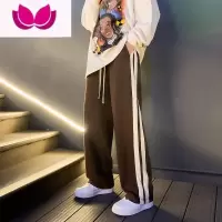 七斓美式ins高街裤子男潮牌秋季宽松直筒阔腿垂坠感拖地运动休闲长裤