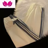 七斓华夫格裤子男夏季薄款炸街ins潮牌束脚运动裤宽松百搭休闲九分裤