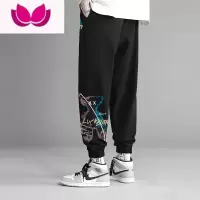 七斓2023款裤子男款潮牌美式高街束脚休闲夏季薄款九分运动裤
