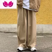 七斓日系原宿风ins潮牌直筒宽松阔腿裤子街头复古港风工装休闲长裤男