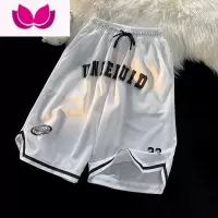 七斓休闲短裤男ins薄款速干冰丝印花五分裤夏季美式宽松运动篮球中裤