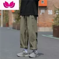 七斓日系直筒宽松休闲裤男cityboy工装裤子纯色百搭阔腿长裤