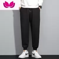 七斓运动裤男孩束脚高弹力加绒加厚卫裤初中学生宽松休闲长裤