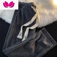 七斓港风加厚垂感卫裤宽松灯芯绒直筒裤潮牌ins运动休闲裤子男